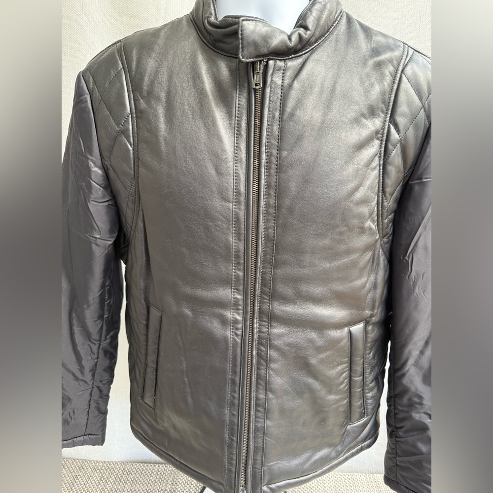 Men's Joseph Homme Black Quilted Leather/Nylon Black Jacket